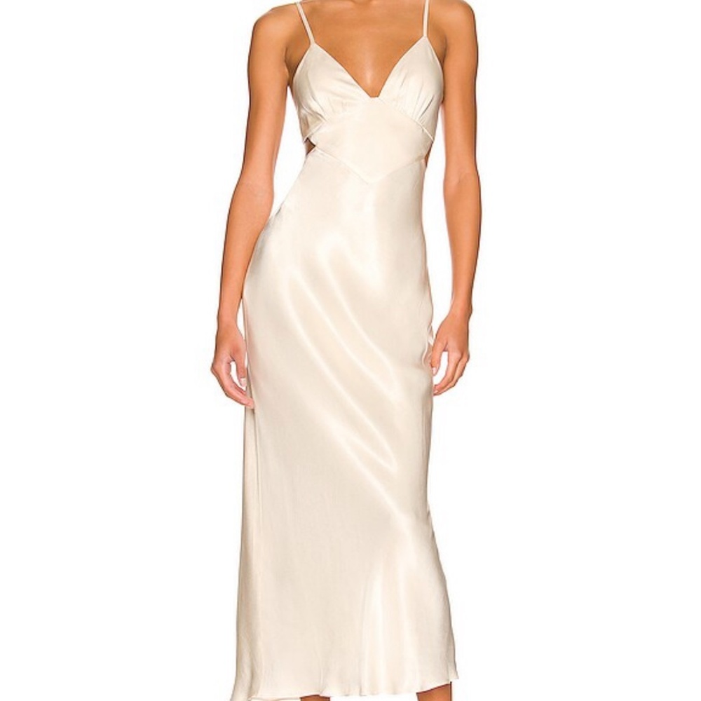 Shona Joy Midi Dress – Lustrous Satin Elegance - perfect condition - XS